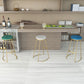 Glam Metal Barstool Fabric Counter Stool with Gold Base in Matte Finish