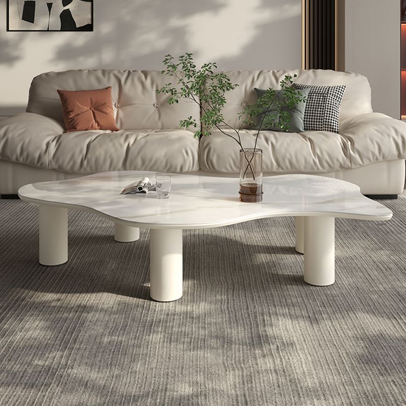 Marble White Single Coffee Table Modern Free-Form Coffee Table Clearhalo 'Coffee & Accent Tables' 'Coffee Tables' 'coffee_tables' 'furn' 'furn_coffee_tables' 'Furniture' 'Living Room Furniture' 1200x1200_6102bf5e-06d9-4cfb-92cd-b3a47a9e5ce1