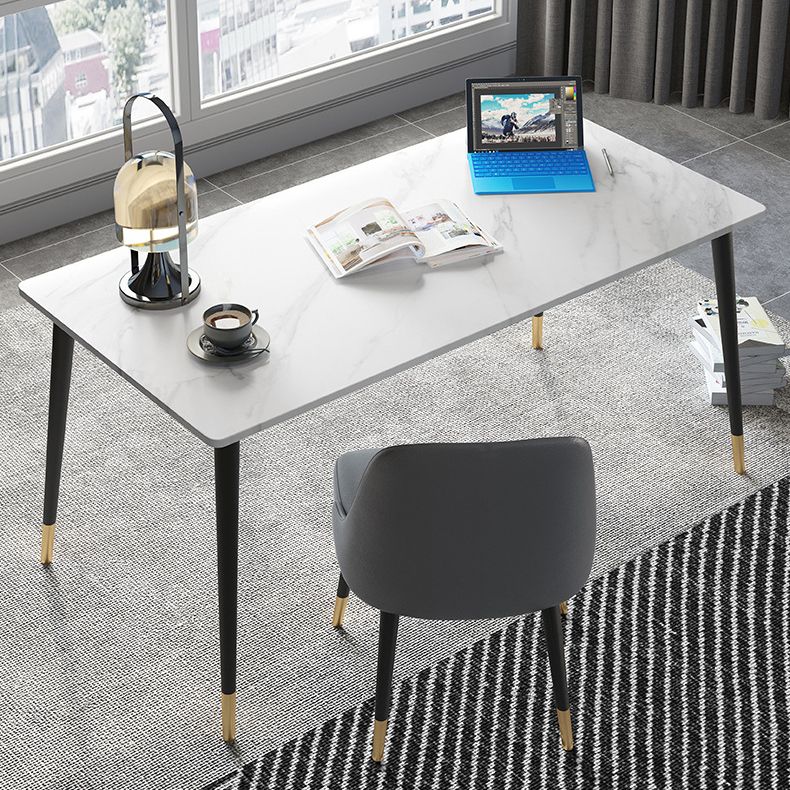 Descrito de escritura de piedra contemporánea escritorio de oficina de 29.53 pulgadas de altura con base de Parsons