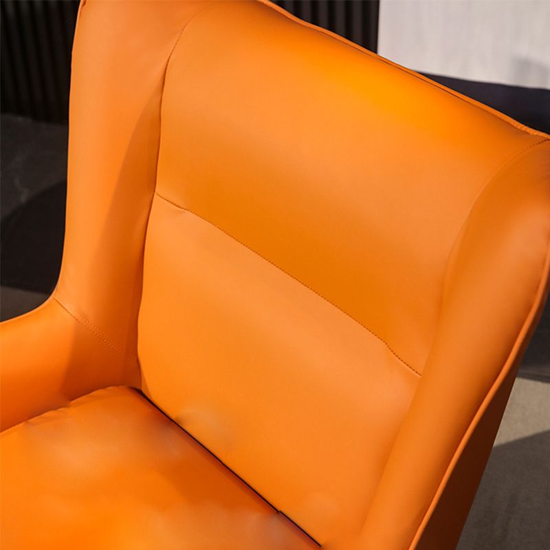 Glam Style with Handrail Leather HandrailMetal Foot Arm Chair with Fixed Backrest