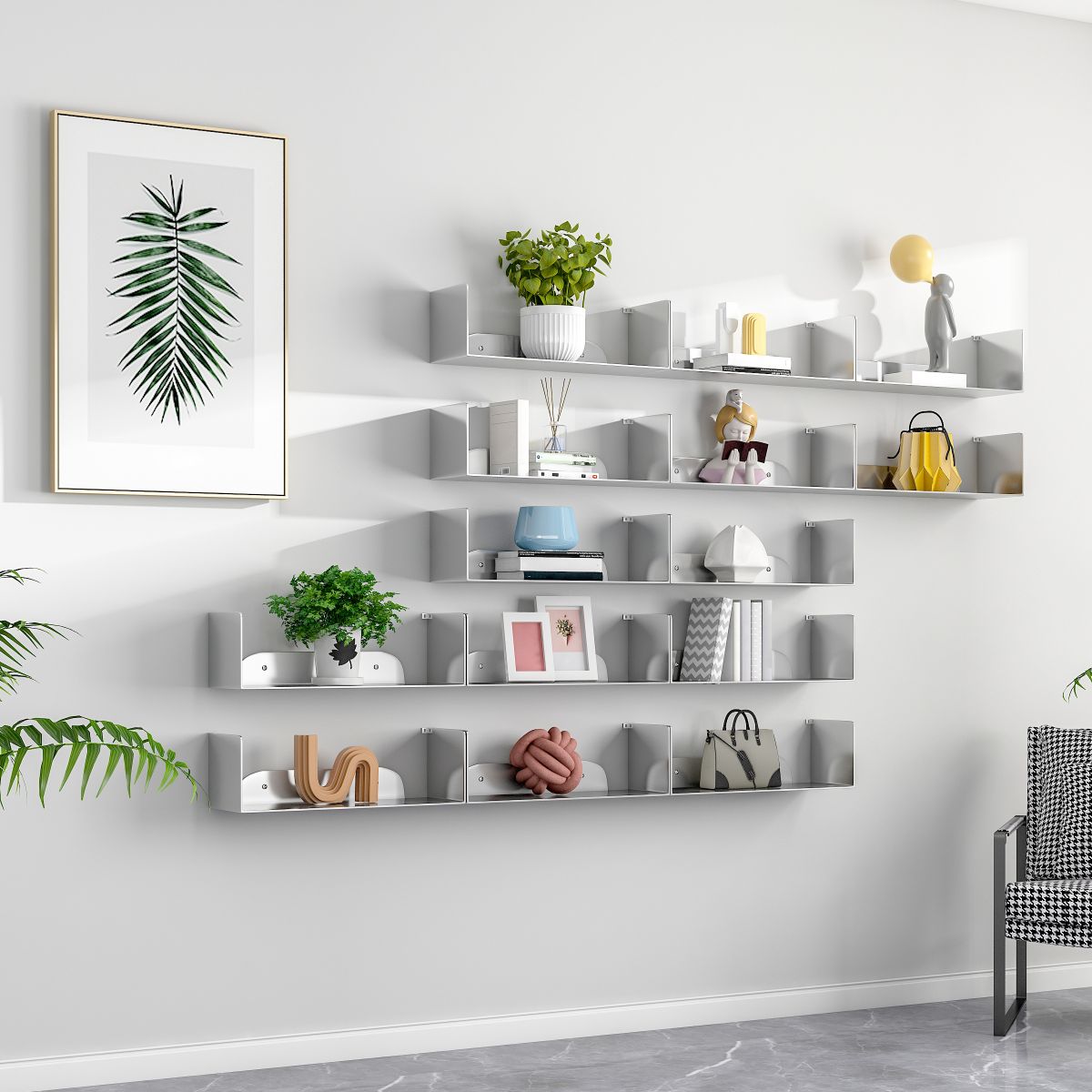 Modern Style Bookcase Metal Wall Mounted Bookshelf for Home Office Clearhalo 'Bookcases' 'furn' 'furn_bookcases' 'Furniture' 'Office Furniture' 1200x1200_610542d2-417a-4786-b17b-2965cc62b4e6