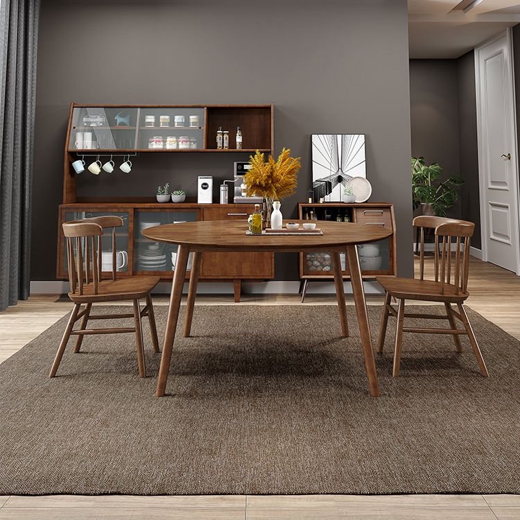 Rubber Wood Round Table for Restaurant Modern Dining Table in Nature/Walnut with 4 Legs Clearhalo ' dining_table' 'Dining Tables & Seating' 'Dining Tables' 'furn' 'furn_dining_table' 'Furniture' 'furniture_dining_table' 'Kitchen & Dining Furniture' 'kitchen&dining_furn' 'kitchen' 'kitchen_dining_table' 1200x1200_61060956-5f00-4891-ac9e-d2c30753ec54