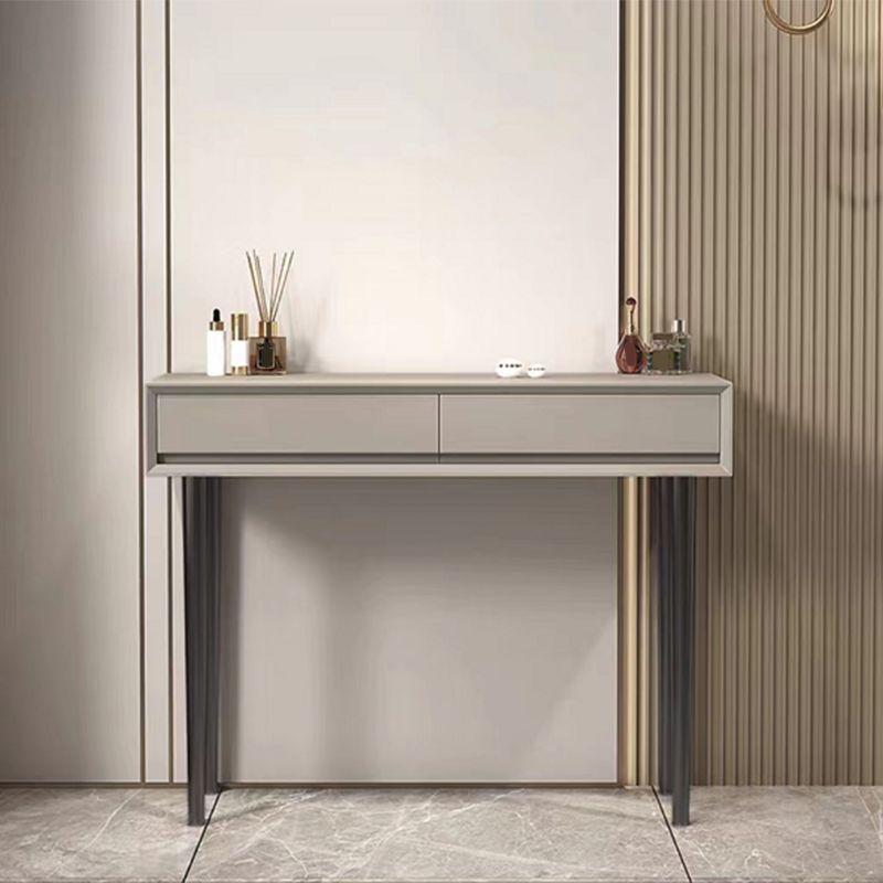 Gray Wood Vanity Desk Modern Simple 2 Drawers Dresser with Stool - 29.5" H Clearhalo 'Bedroom Furniture' 'furn' 'furn_makeup_vanities' 'Furniture' 'Makeup Vanities' 'makeup_vanities' 1200x1200_61070470-421f-4d42-a724-88b9c3a7aeb3