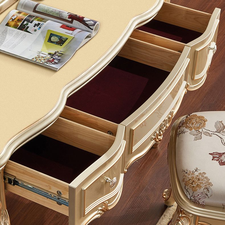 19 "brede Victoriaanse make-up ijdelheid houten kaptafel met spiegel