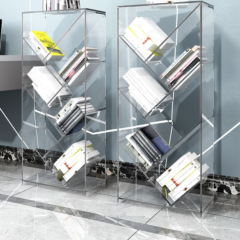 Open Back Standard Bookshelf Acrylic Bookcase with Rectangular Shelves