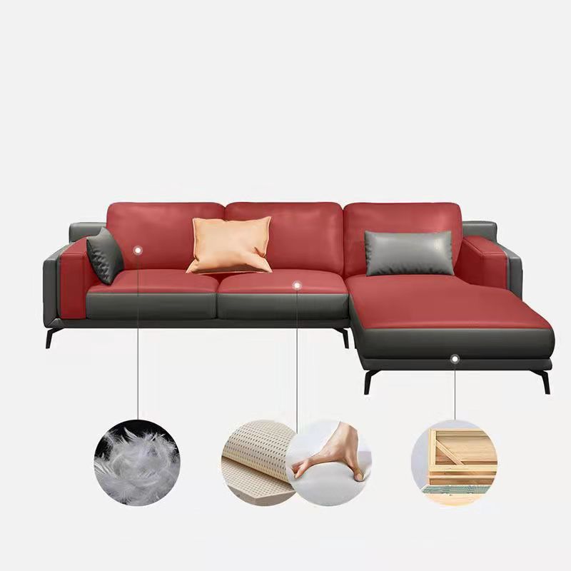 Square Arm Grey Pillowed Back Cushions Splayed Wooden Legs Sofa Clearhalo 'furn' 'furn_sectionals' 'Furniture' 'furniture_sectionals' 'kitchen' 'kitchen_sectionals' 'Living Room Furniture' 'Sectionals' 1200x1200_610f1a07-46f6-4368-b052-3cb03afbcce8