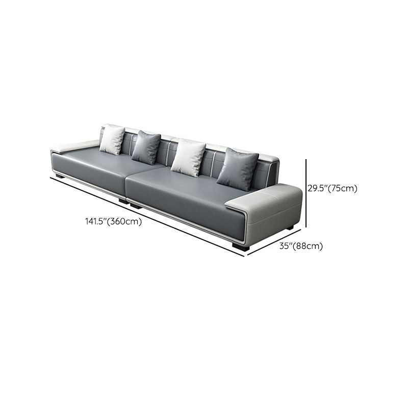 29"H Scandinavian Sectional Sofa Leather Grey Sectionals with Bostol Pillows Clearhalo 'furn' 'furn_sectionals' 'Furniture' 'Living Room Furniture' 'Sectionals' 1200x1200_61128c55-3d49-40e3-8f65-c3d96c12f0a3