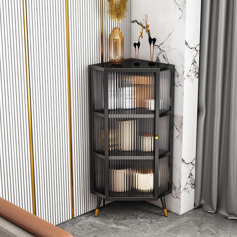 Server di cucina in stile glam in vetro con cornice di ferro buffet per soggiorno