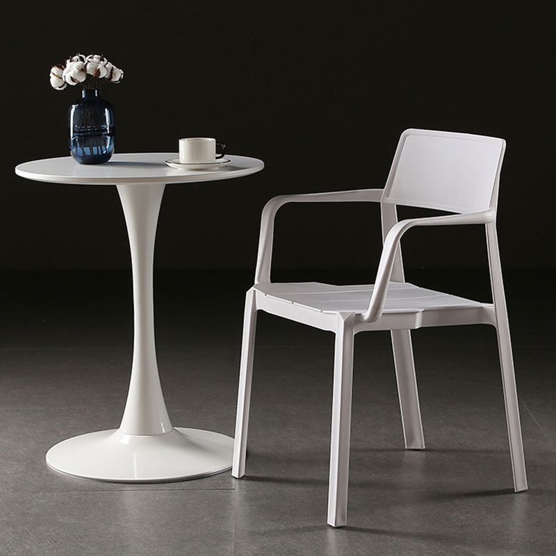 Stacking Plastic Arm Chair Glam Open Back Dining Arm Chair for Dining Room