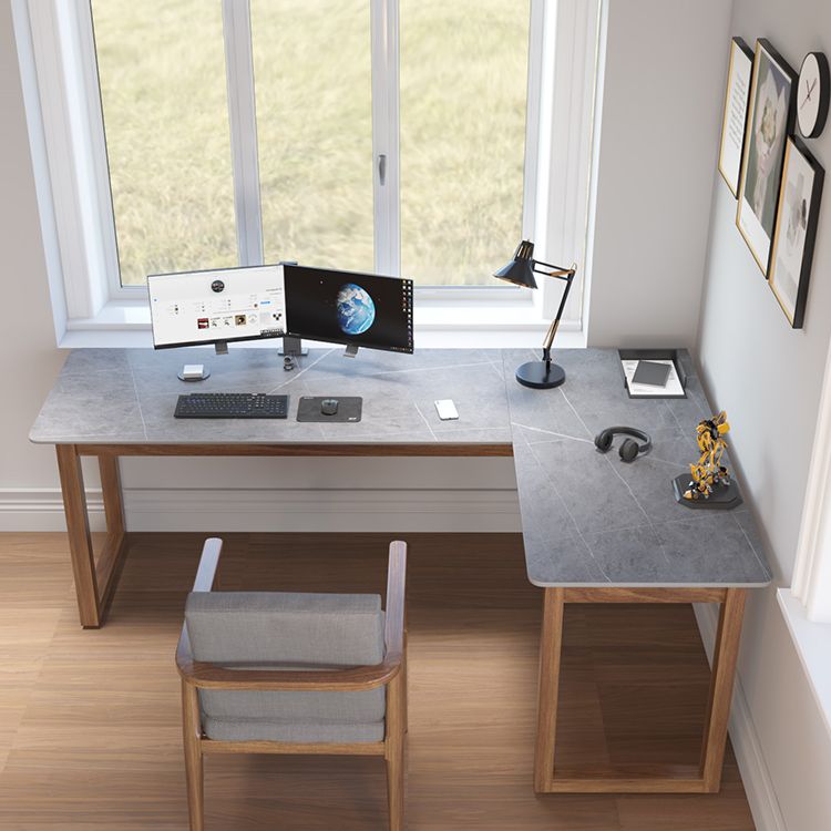 Modern Stone Writing Desk Corner 29.53-inch Tall Office Desk with Sled Base Clearhalo 'furn' 'furn_office_desk' 'Furniture' 'Office Desks' 'Office Furniture' 'office_desk' 1200x1200_6113f1bb-c2e4-449c-bc7b-35bef01c1370