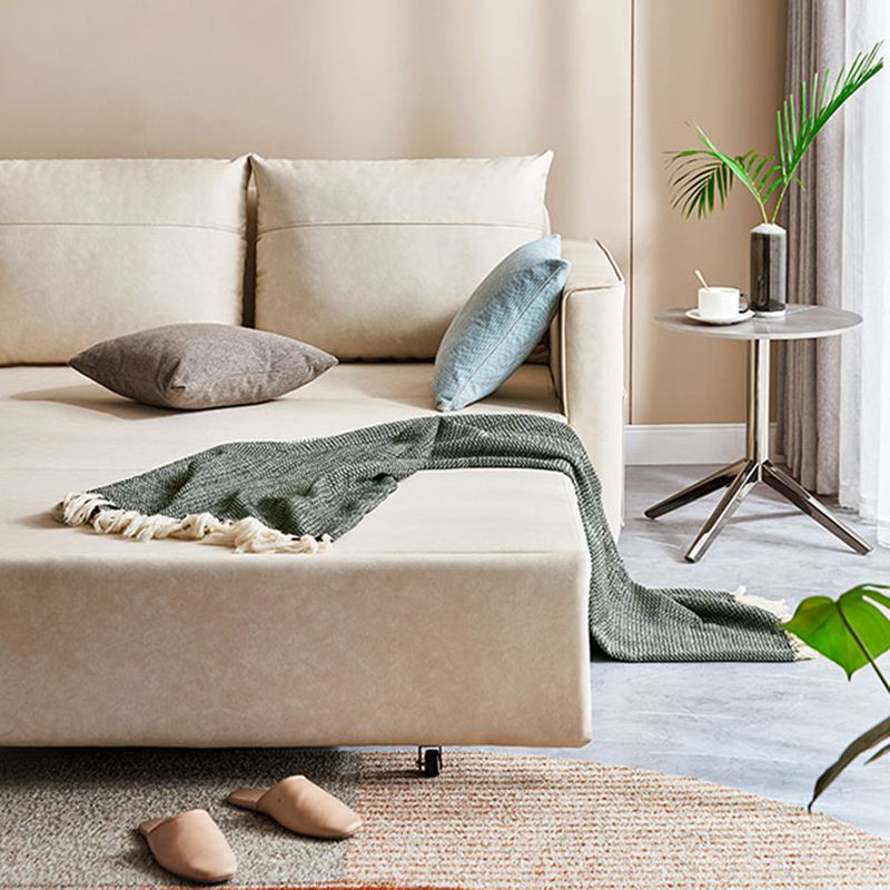 Faux Leather Sofa Bed with 2 Pillows Contemporary Seating 2 Seater