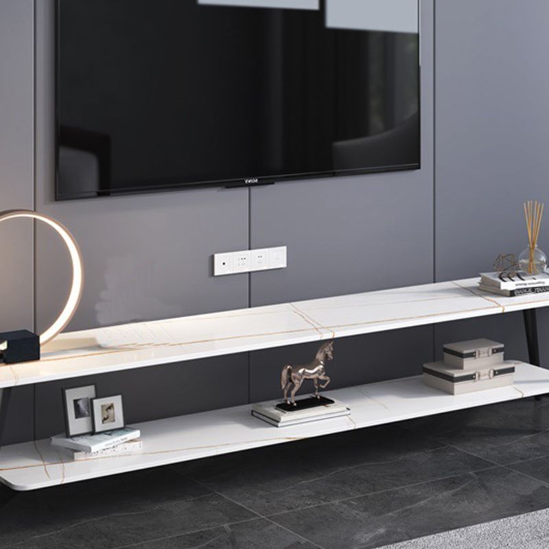 Moderno Marble TV Media Media Stand de estantería abierta de madera con piernas extraviadas