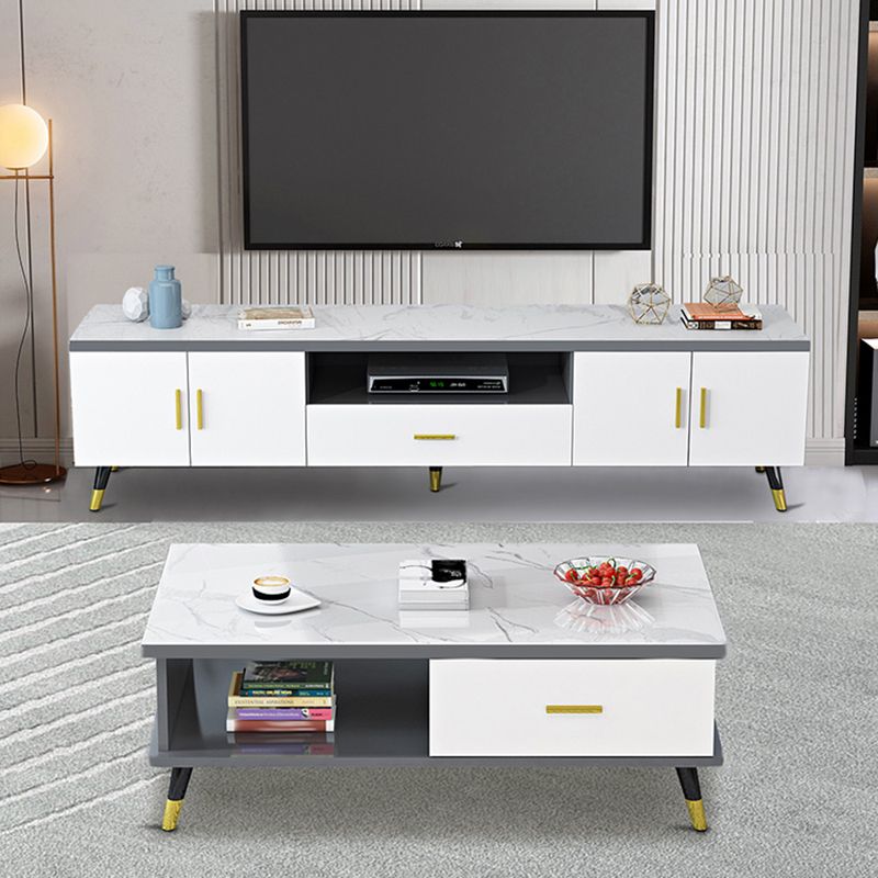 Wooden TV Media Console Glam Media Console TV Stand with Drawer Clearhalo 'furn' 'furn_tv_stands_entertainment_centers' 'Furniture' 'Living Room Furniture' 'TV Stands & Entertainment Centers' 'TV Stands & Media Storage Furniture' 'tv_stands_entertainment_centers' 1200x1200_6116fbb0-b910-4f07-8124-78e204e1a241