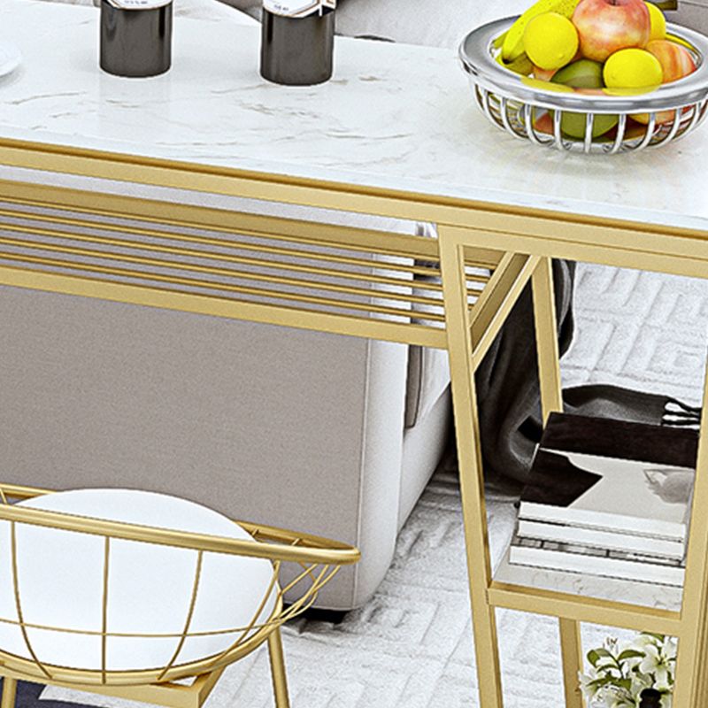 Contemporary Style Rectangle Bar Table Faux Marble Bistro Bar Desk with Storage Clearhalo 'Bar Furniture' 'Bar Tables' 'bar_tables' 'furn' 'furn_bar_tables' 'Furniture' 'Kitchen & Dining Furniture' 1200x1200_61188c9f-f2cc-4651-b8ae-c83a51e52262