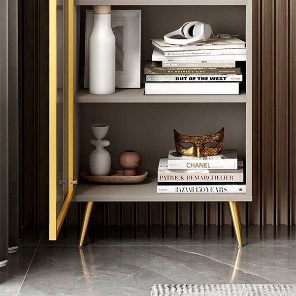 Glam Engineered Wood Bookcase Standard Closed Back Bookshelf with Cabinets