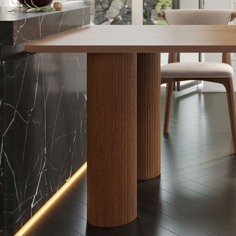 Modern Solid Wood Irregular Shape Dining Table Kitchen Dining Table with Double Pedestal Bases Clearhalo ' dining_table' 'Dining Tables & Seating' 'Dining Tables' 'furn' 'furn_dining_table' 'Furniture' 'furniture_dining_table' 'Kitchen & Dining Furniture' 'kitchen&dining_furn' 'kitchen' 'kitchen_dining_table' 1200x1200_611e4869-94c1-45e2-8203-dbd3604feca4
