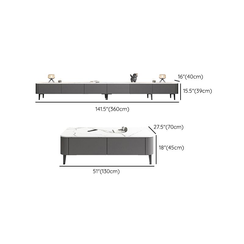 4 gambe tavolo da cocktail di caffè con cassetti di stoccaggio top rettangolo