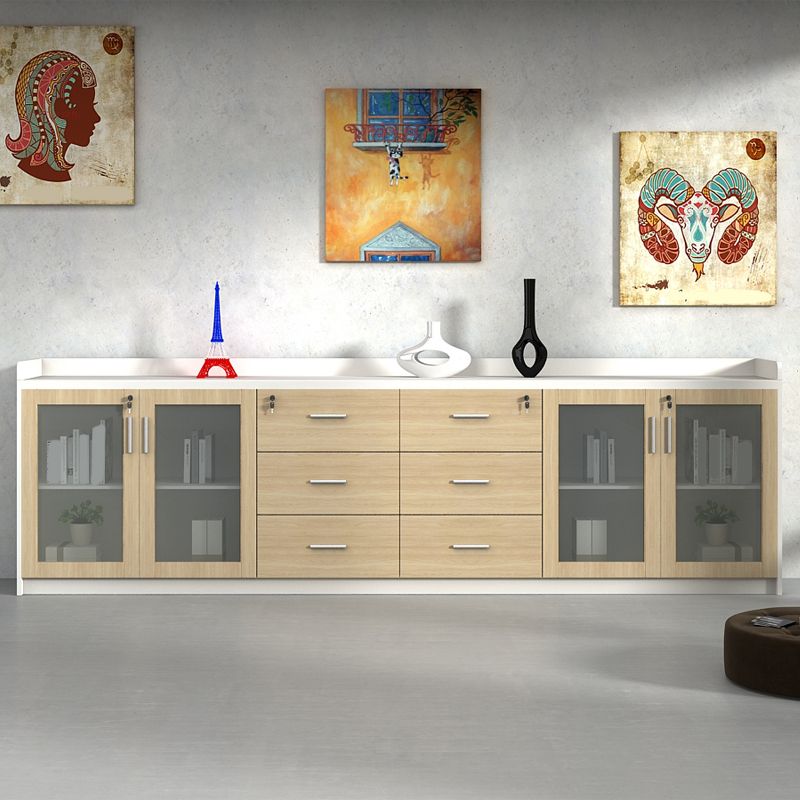 Gabinetto di file contemporaneo Chiave in legno Tasto bloccaggio Abbazzinamento laterale