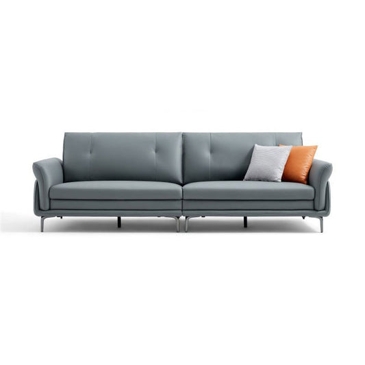 Faux Leder Standard Sofa Flared Arm Loveseat in Grau und Blau
