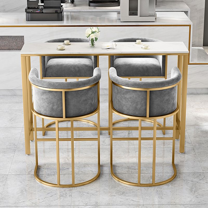 Glam Design Upholstered Fabric Stools for Home Luxury Bucket Stools with Cushion