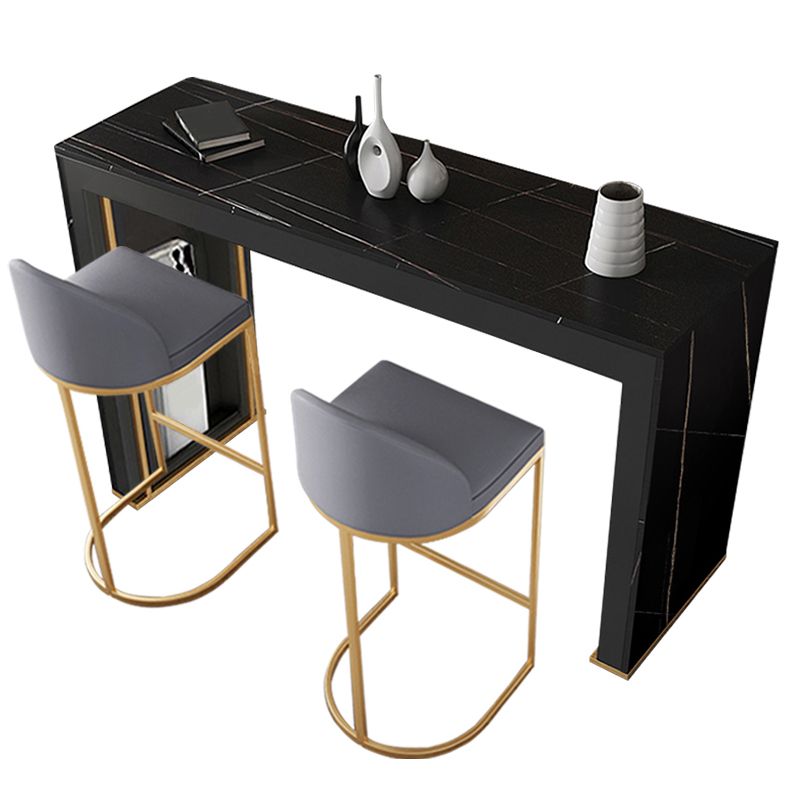 Modern Rectangle Bar Pub Table Set 1/3 Pcs Stone Top Bar Table and Upholstered Stools Clearhalo 'Bar Furniture' 'furn' 'furn_home_bar_bar_sets' 'Furniture' 'Home Bars & Bar Sets' 'home_bar_bar_sets' 'Kitchen & Dining Furniture' 1200x1200_6127b5d2-db23-4173-81ef-cefa3e8bdc97