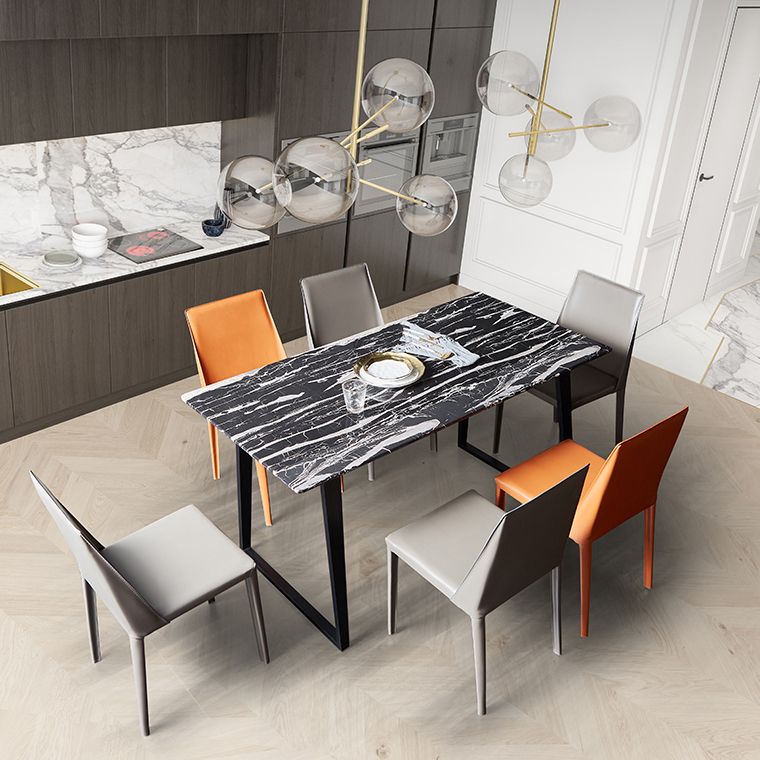 Contemporary Dining Side Chair Leather Brasserie Armless Solid Back Chair Clearhalo ' kitchen&dining_furn' 'Dining Chairs' 'Dining Tables & Seating' 'dining_chair' 'furn' 'furn_dining_chair' 'Furniture' 'furniture_dining_chair' 'Kitchen & Dining Furniture' 'kitchen' 1200x1200_6129447b-bff5-4c5f-96a2-5e66282f9792