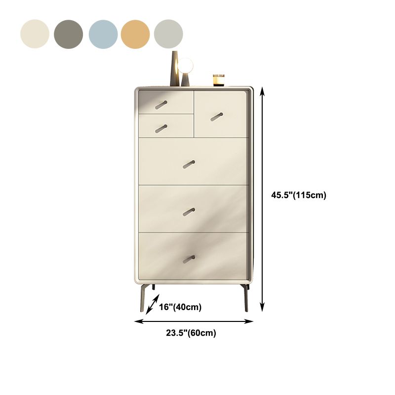 Verticale lederen borst met metalen benen borst met laden voor slaapkamer