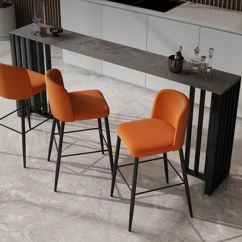 Industrial Style Rectangle Stone Bar Table 42-inch Height Steel Pedestal Bistro Table