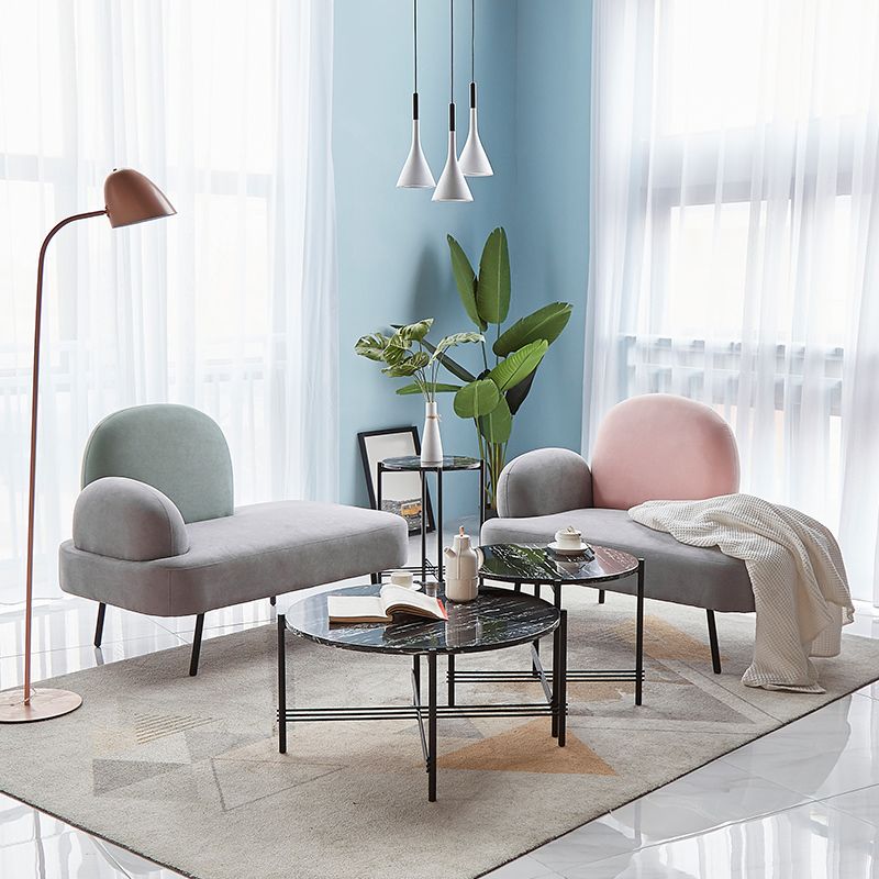 コンテンポラリーコットンブレンドシングルアームタイトバックライトグレーソファセット