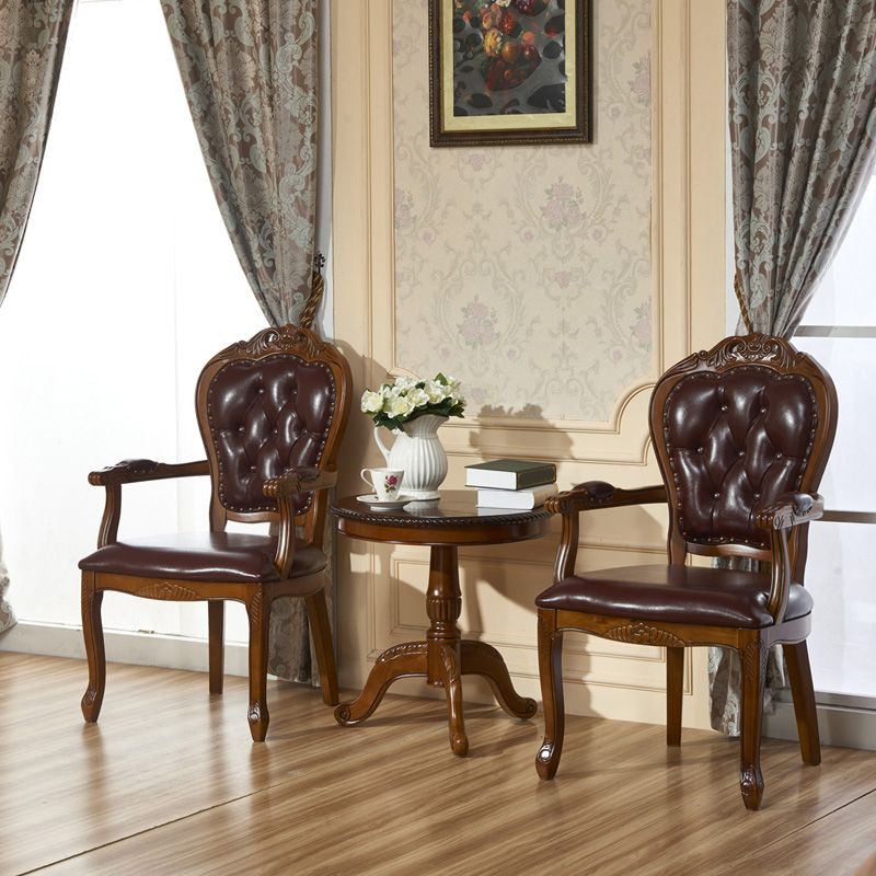 Victorian Upholstered Balcony Side Chair King Louis Back Matte Finish Dining Chair (Set of 2) Clearhalo ' kitchen&dining_furn' 'Dining Chairs' 'Dining Tables & Seating' 'dining_chair' 'furn' 'furn_dining_chair' 'Furniture' 'furniture_dining_chair' 'Kitchen & Dining Furniture' 'kitchen' 1200x1200_6130bdf2-13ca-4d76-bb5c-b8cf061336cb