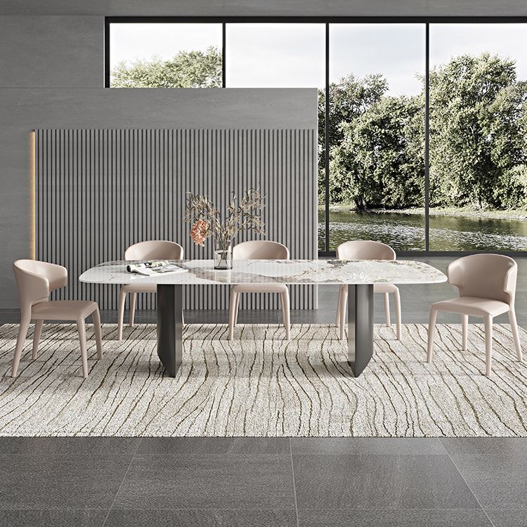 Designer Style 1/3/4/5/6 Pieces Dining Set Sintered Stone Dining Table with Leather Chairs Clearhalo 'Dining Room Sets' 'Dining Tables & Seating' 'dining_room_set' 'furn' 'furn_dining_room_set' 'Furniture' 'furniture_dining_room_set' 'Kitchen & Dining Furniture' 1200x1200_6131aaf4-b2d8-48cc-b36b-061b06c1fe51