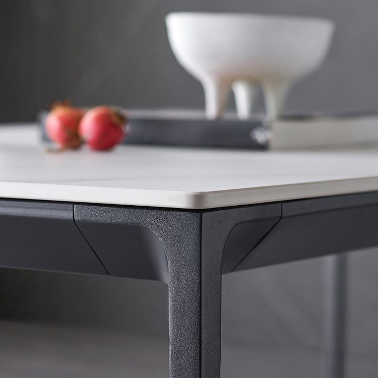 Stone Top Dining Table Contemporary Dining Table with 4 Black Legs Clearhalo 'Dining Tables & Seating' 'Dining Tables' 'dining_table' 'furn' 'furn_dining_table' 'Furniture' 'furniture_dining_table' 'Kitchen & Dining Furniture' 'kitchen' 'kitchen_dining_table' 1200x1200_61334f7a-e1d3-4778-a8be-170d19e3d0c9