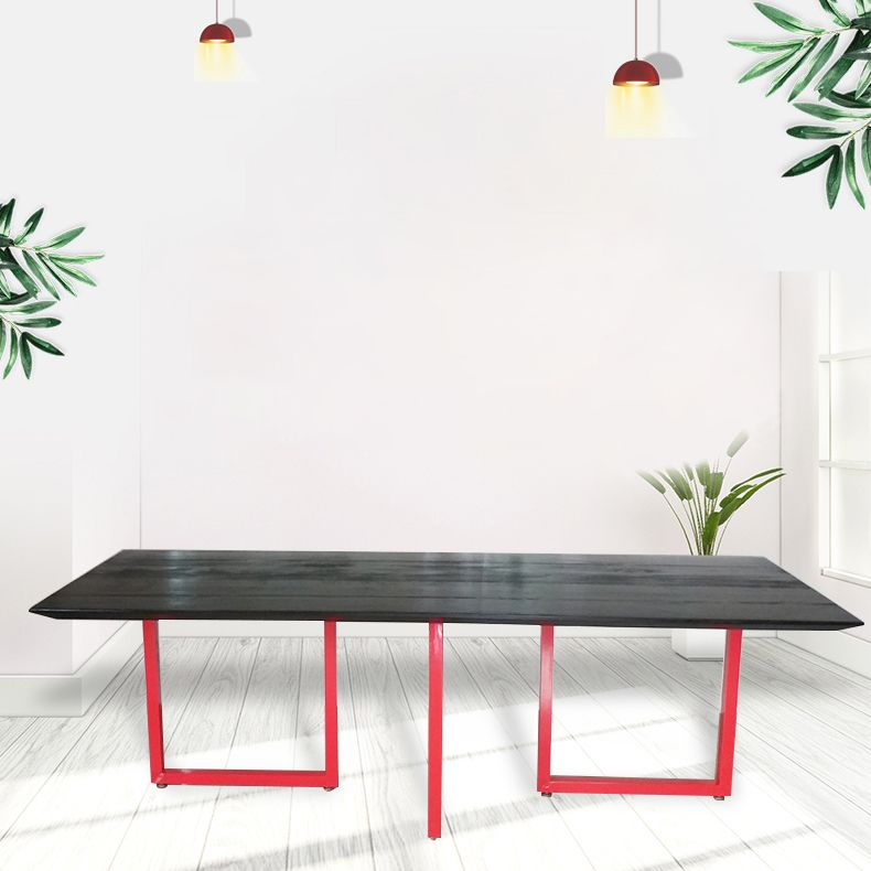 Metal Industrial Rectangle Dining Table Pine Solid Wood Table for Dining Room Clearhalo ' dining_table' 'Dining Tables & Seating' 'Dining Tables' 'furn' 'furn_dining_table' 'Furniture' 'furniture_dining_table' 'Kitchen & Dining Furniture' 'kitchen&dining_furn' 'kitchen' 'kitchen_dining_table' 1200x1200_613452a6-7f2a-4876-9052-b51799310a03