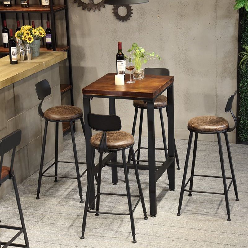 Industrial 1/3/4/5 Pieces Bar Table Set Square Pine Wood Counter Table with High Stools Clearhalo 'Bar Furniture' 'furn' 'furn_home_bar_bar_sets' 'Furniture' 'Home Bars & Bar Sets' 'home_bar_bar_sets' 'Kitchen & Dining Furniture' 1200x1200_6134c44f-2ade-4b83-9fa4-3132f79a4716