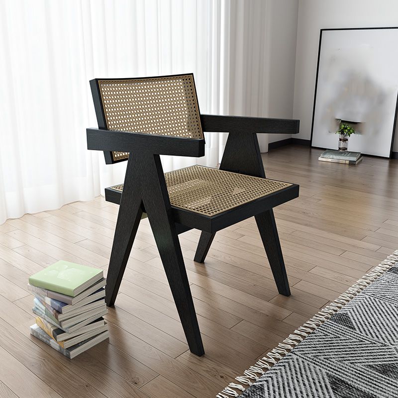 Traditional Style Dining Chair Solid Wood Cane Back Arm Chair for Home Clearhalo 'Dining Chairs' 'Dining Tables & Seating' 'dining_chair' 'furn' 'furn_dining_chair' 'Furniture' 'Kitchen & Dining Furniture' 1200x1200_61352f0e-4e4f-493a-ba2c-ac549e7dd40f