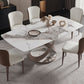 Glam Sintered Stone Dining Table Dining Rectangle Table with Metal Leg Clearhalo 'Dining Tables & Seating' 'Dining Tables' 'dining_table' 'furn' 'furn_dining_table' 'Furniture' 'Kitchen & Dining Furniture' 1200x1200_6135e5fe-0907-4c4d-81c3-e7a66a4800ac