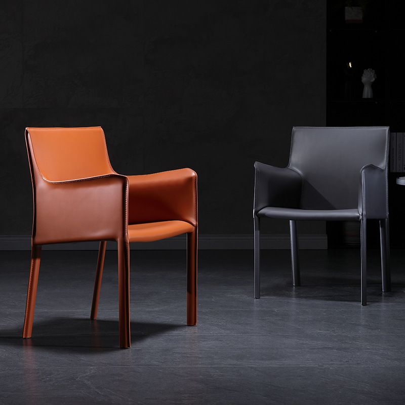 Matte Finish Solid Back Chair Designer Style Home Leather Arm Chair Clearhalo 'Dining Chairs' 'Dining Tables & Seating' 'dining_chair' 'furn' 'furn_dining_chair' 'Furniture' 'Kitchen & Dining Furniture' 1200x1200_61371a36-8d24-470f-a43f-386f5d77e7e1