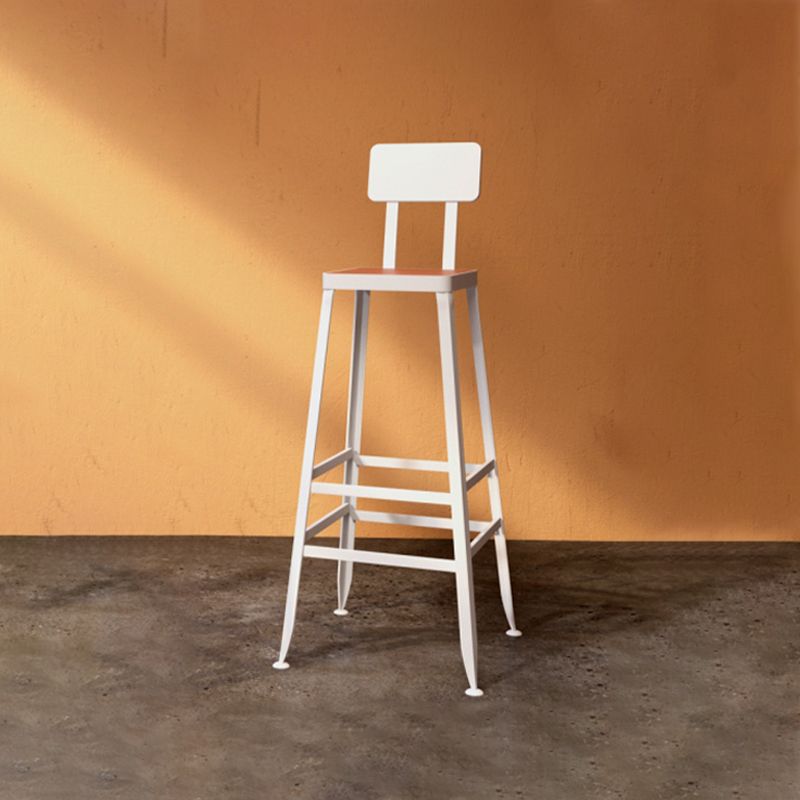 Sgabello da bar con cornice di ferro in sgabello da bar senza braccio con la parte posteriore contemporanea in bianco e nero
