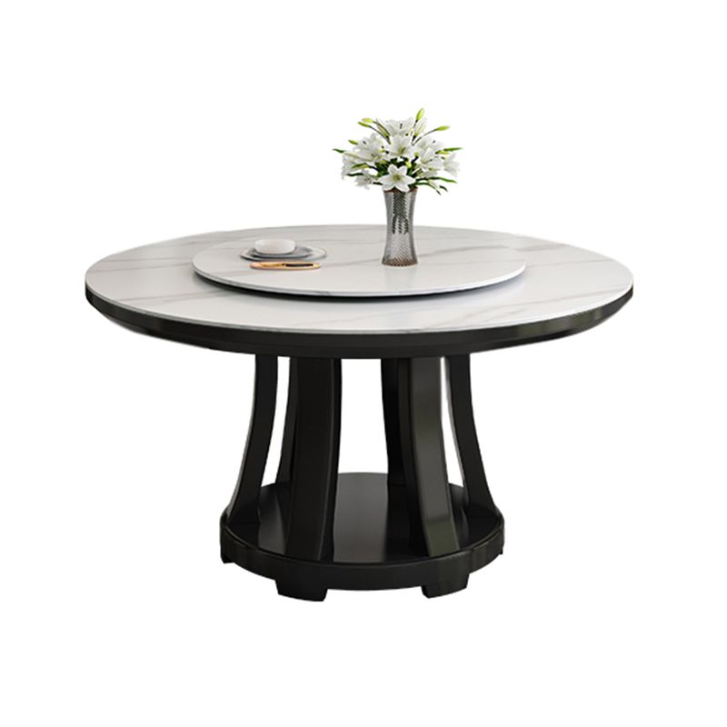 Sintered Stone Dining Table Round Dinner Table with Rubberwood Base for Dining Room Clearhalo 'Dining Tables & Seating' 'Dining Tables' 'dining_table' 'furn' 'furn_dining_table' 'Furniture' 'Kitchen & Dining Furniture' 1200x1200_61377f0b-31af-4d28-847e-04f54a7d56da
