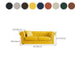 Solid Color Faux Leather Chesterfield Sofa Rolled Arm Tufted Back Sofa