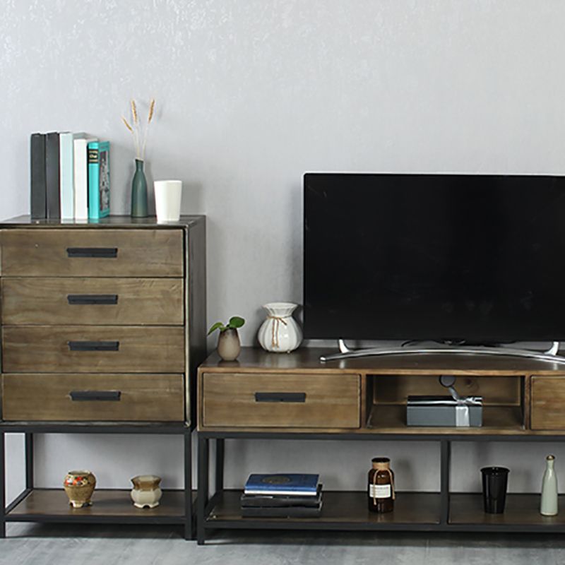 Industrial TV Media Console Solid Wood TV Stand with Drawers Clearhalo 'furn' 'furn_tv_stands_entertainment_centers' 'Furniture' 'Living Room Furniture' 'TV Stands & Entertainment Centers' 'TV Stands & Media Storage Furniture' 'tv_stands_entertainment_centers' 1200x1200_6139c610-89e7-4642-a3d2-b72e6f53c936