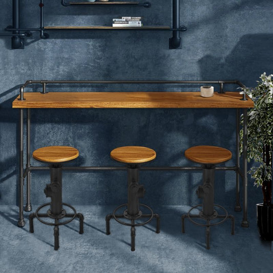 Industrial Style Solid Wood Pub Dining Set 1/2/4 Pcs Rectangular Pub Set for Home