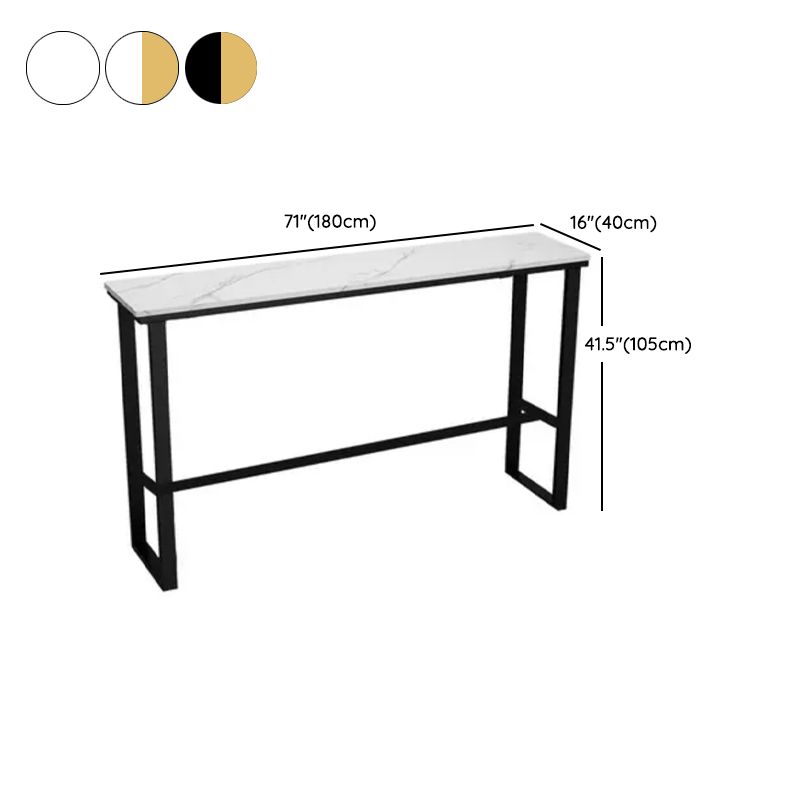 Modern Style Stone Bistro Bar Table Rectangle Metal Base Bar Table Clearhalo 'Bar Furniture' 'Bar Tables' 'bar_tables' 'furn' 'furn_bar_tables' 'Furniture' 'Kitchen & Dining Furniture' 1200x1200_613a3caf-49a1-4b26-8935-efb05537e0ac