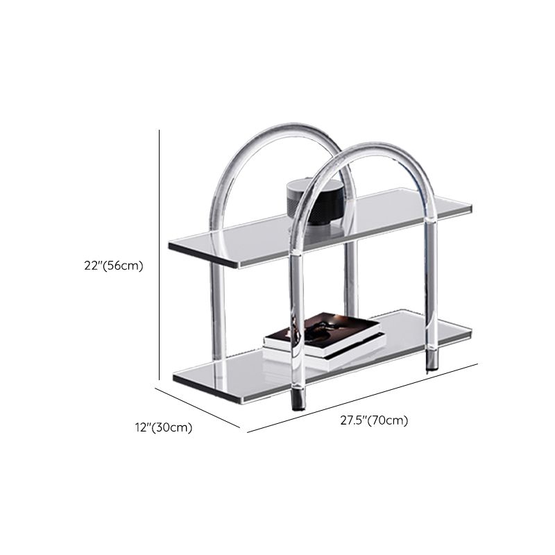 Contemporary Clear Acrylic Sofa Side Accent Table 4 Legs End Table with Storage Shelves Clearhalo 'Coffee & Accent Tables' 'End & Side Tables' 'end_side_tables' 'furn' 'furn_end_side_tables' 'Furniture' 'Living Room Furniture' 1200x1200_613c674e-70e3-4be6-88b8-d31a63c6469c