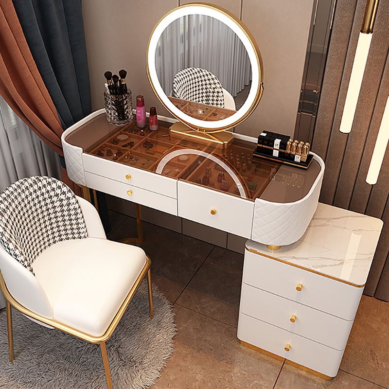 15.74" Wide Vanity Desk with 5/6 Storage Drawers Glam Glass Dresser