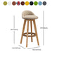 Nordic Indoor Low Back Barstool Swivel Rubberwood Tall Stool with Upholstered Clearhalo 'Bar Furniture' 'Bar Stools' 'bar_stools' 'furn' 'furn_bar_stools' 'Furniture' 'furniture_bar_stools' 'Kitchen & Dining Furniture' 1200x1200_613cd308-db53-4e57-8824-8dc9ac55807b