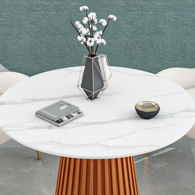 Glam Sintered Stone Dining Table Round Dinner Room Kitchen Table with Pedestal Base Clearhalo 'Dining Tables & Seating' 'Dining Tables' 'dining_table' 'furn' 'furn_dining_table' 'Furniture' 'furniture_dining_table' 'Kitchen & Dining Furniture' 'kitchen' 'kitchen_dining_table' 1200x1200_613d9872-45e2-4690-a191-7fcdb26b78ae