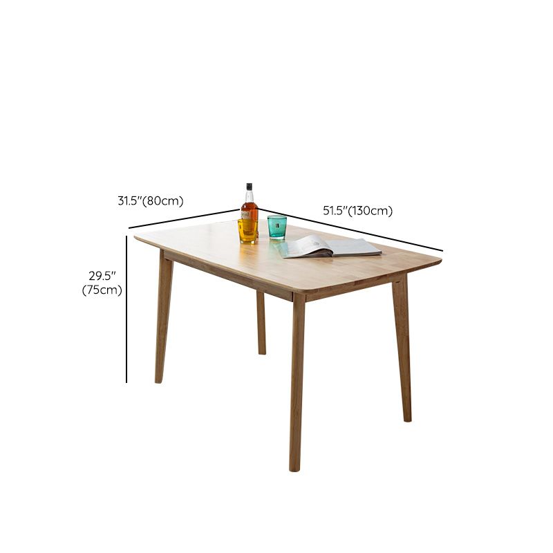 Oak Solid Wood Dining Table Modern Rectangle Dining Table in Natural