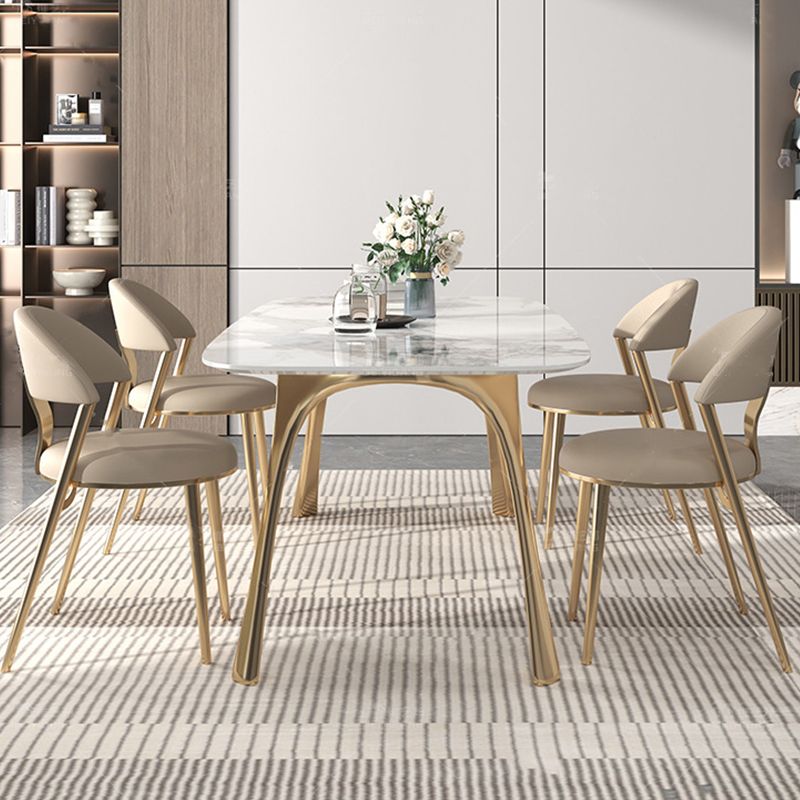 Contemporaneo 1/4/5/7 pezzi mobili tavolo da pranzo rettangolo di pietra impostata in bianco