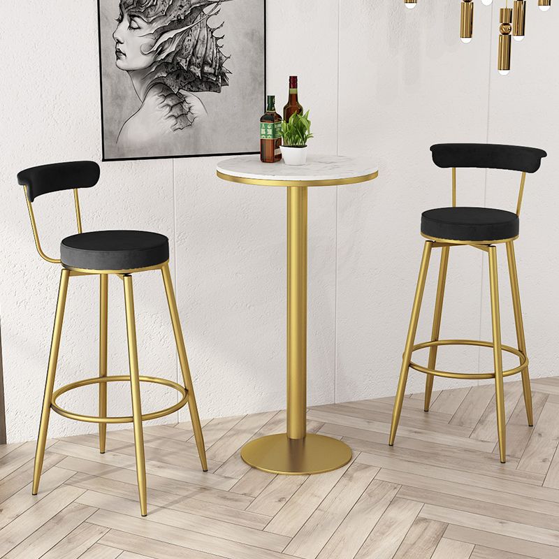 Glam White Marble Counter Table with Round Table Top Pedestal Table - 42" H Clearhalo 'Bar Furniture' 'Bar Tables' 'bar_tables' 'furn' 'furn_bar_tables' 'Furniture' 'furniture_bar_tables' 'Kitchen & Dining Furniture' 1200x1200_6140d4a0-f686-496f-ba98-4ea3de48a301